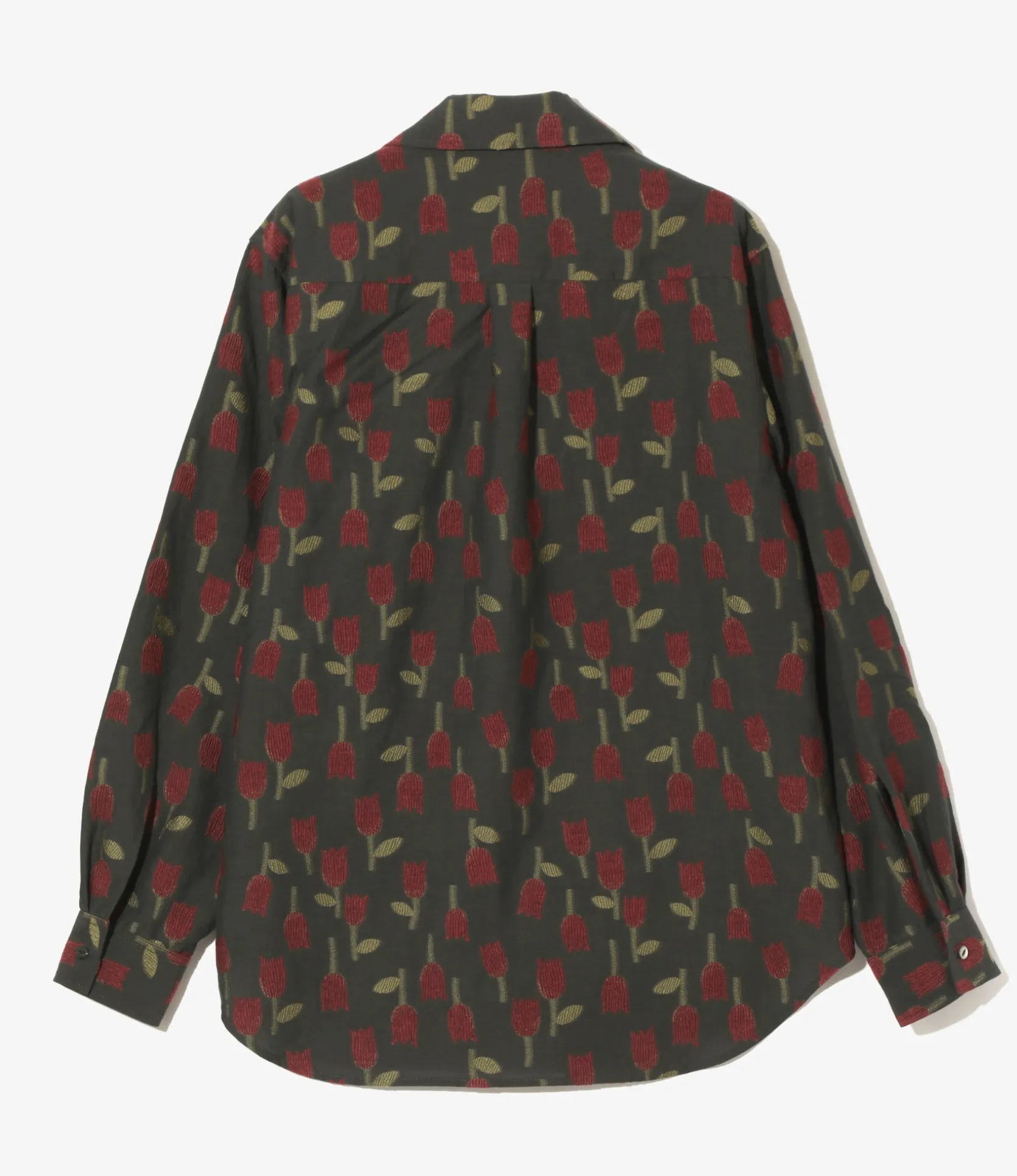 Italian Collar Shirt - Charcoal - R/W Tulip Jacquard
