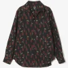 Italian Collar Shirt - Dk. Navy - R/W Tulip Jacquard