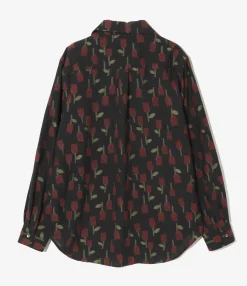 Italian Collar Shirt - Dk. Navy - R/W Tulip Jacquard