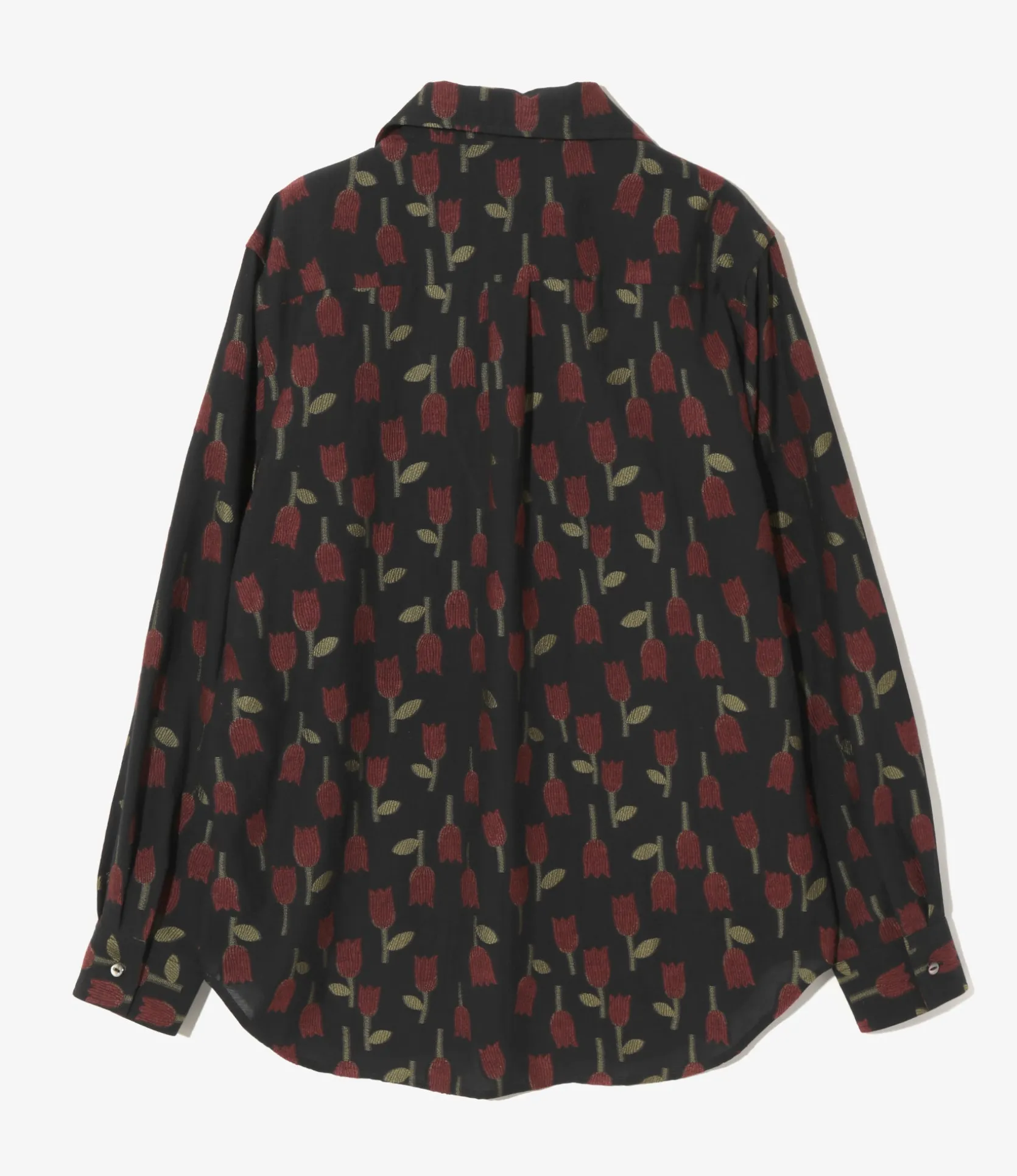 Italian Collar Shirt - Dk. Navy - R/W Tulip Jacquard