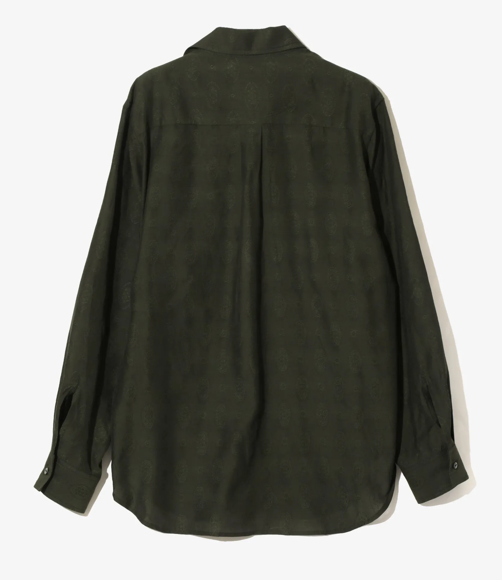 Italian Collar Shirt - Dk. Green- Fine Pattern Jacquard