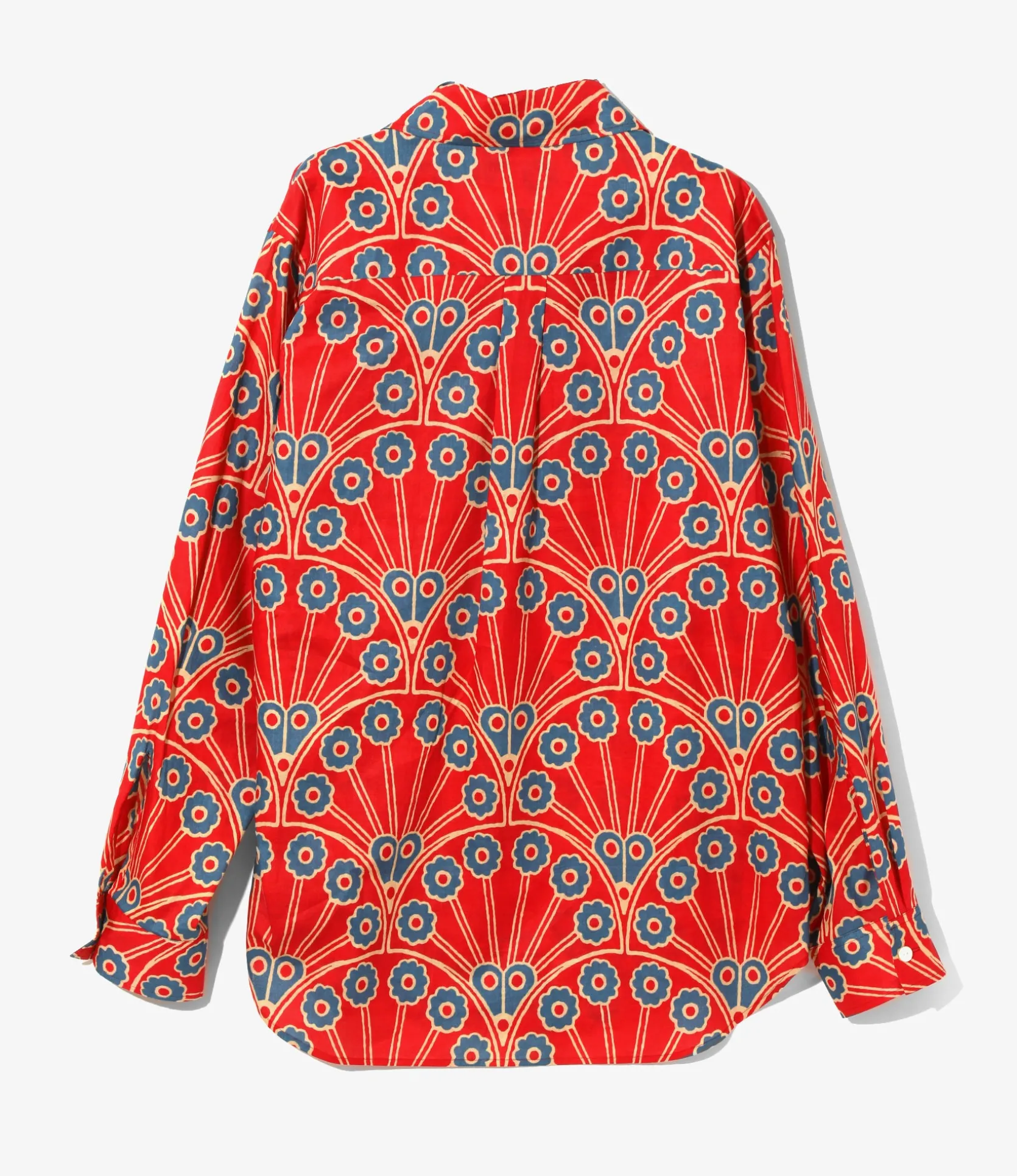 Italian Collar Shirt - Ginkgo - Printed Cotton Lawn