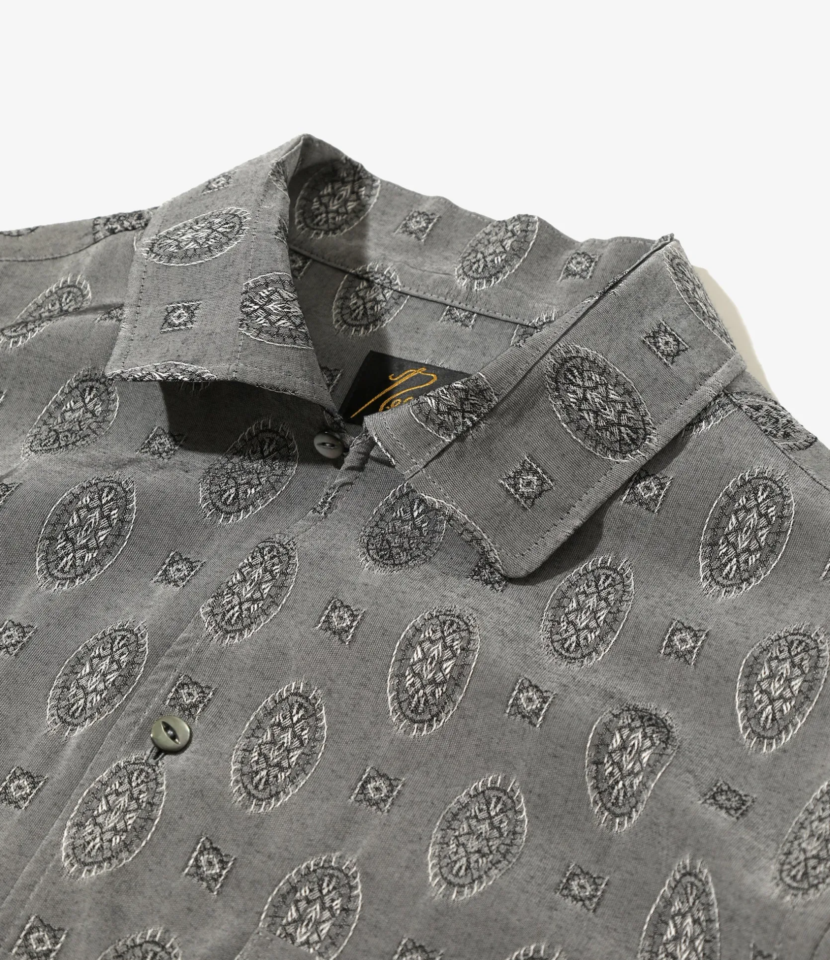 Italian Collar Shirt - Grey - Fine Pattern Jacquard