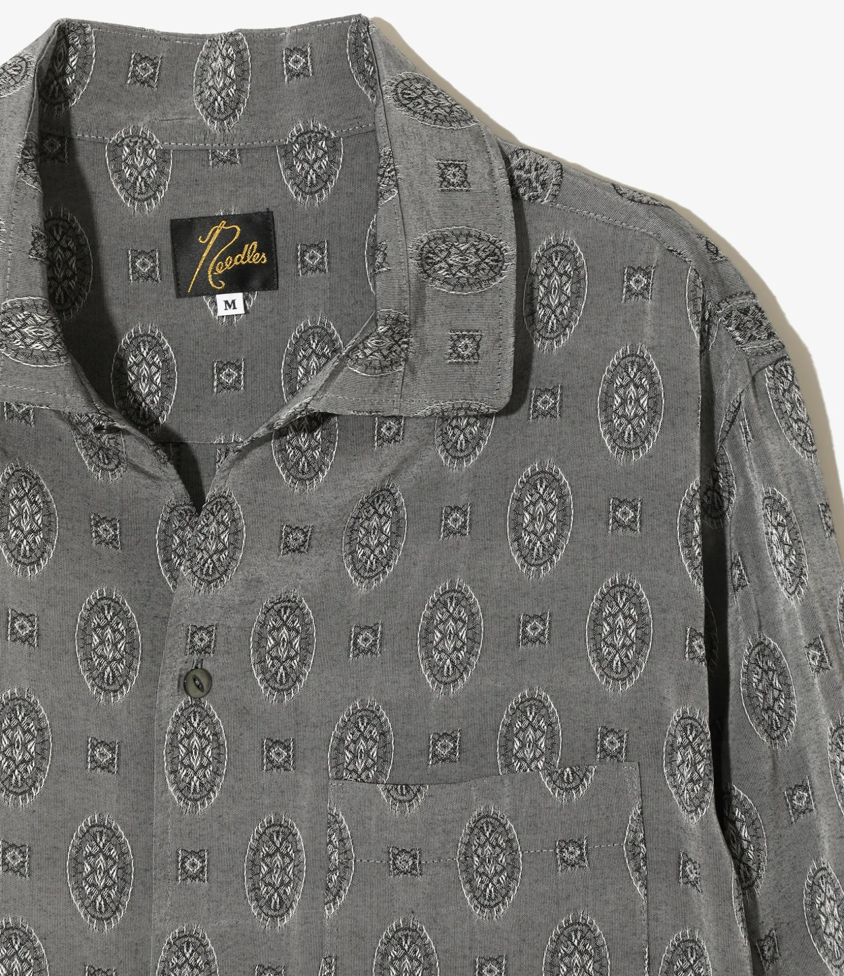 Italian Collar Shirt - Grey - Fine Pattern Jacquard