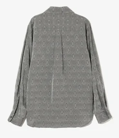 Italian Collar Shirt - Grey - Fine Pattern Jacquard