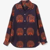 Italian Collar Shirt - Peacock - Printed Cotton Lawn