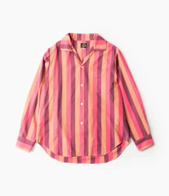 Italian Collar Shirt - Pink - Cotton Lawn Stripe