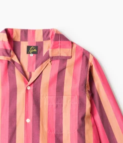 Italian Collar Shirt - Pink - Cotton Lawn Stripe