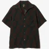 Italian Collar S/S Shirt - Green / Bordeaux- R/PE Ring Cut Jq
