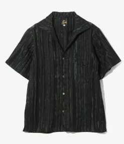 Italian Collar S/S Shirt - Green - R/N Bright Stripe