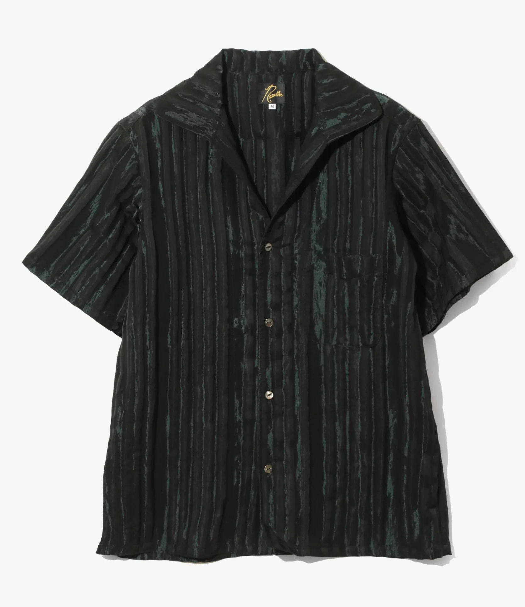 Italian Collar S/S Shirt - Green - R/N Bright Stripe