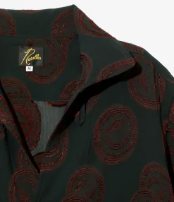 Italian Collar S/S Shirt - Green / Bordeaux- R/PE Ring Cut Jq