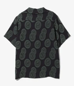 Italian Collar S/S Shirt - Purple / Green - R/PE Ring Cut Jq