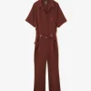 Jumpsuit - Brown - Poly Light Double Cloth
