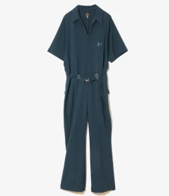Jumpsuit - Navy - Poly Light Double Cloth