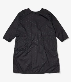 Kapo Dress - Black Nylon Polka Dot Printed Taffeta