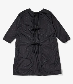 Kapo Dress - Black Nylon Polka Dot Printed Taffeta