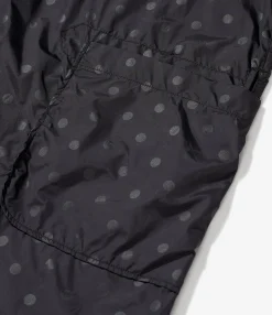 Kapo Dress - Black Nylon Polka Dot Printed Taffeta