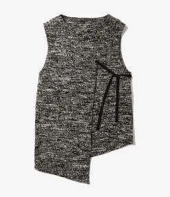 Knit Wrap Vest - Black/White Wool Poly Sweater Knit