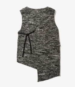 Knit Wrap Vest - Black/White Wool Poly Sweater Knit