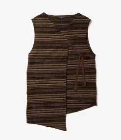 Knit Wrap Vest - Brown Fair Isle Stripe Sweater Knit