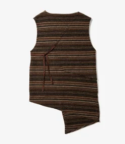 Knit Wrap Vest - Brown Fair Isle Stripe Sweater Knit