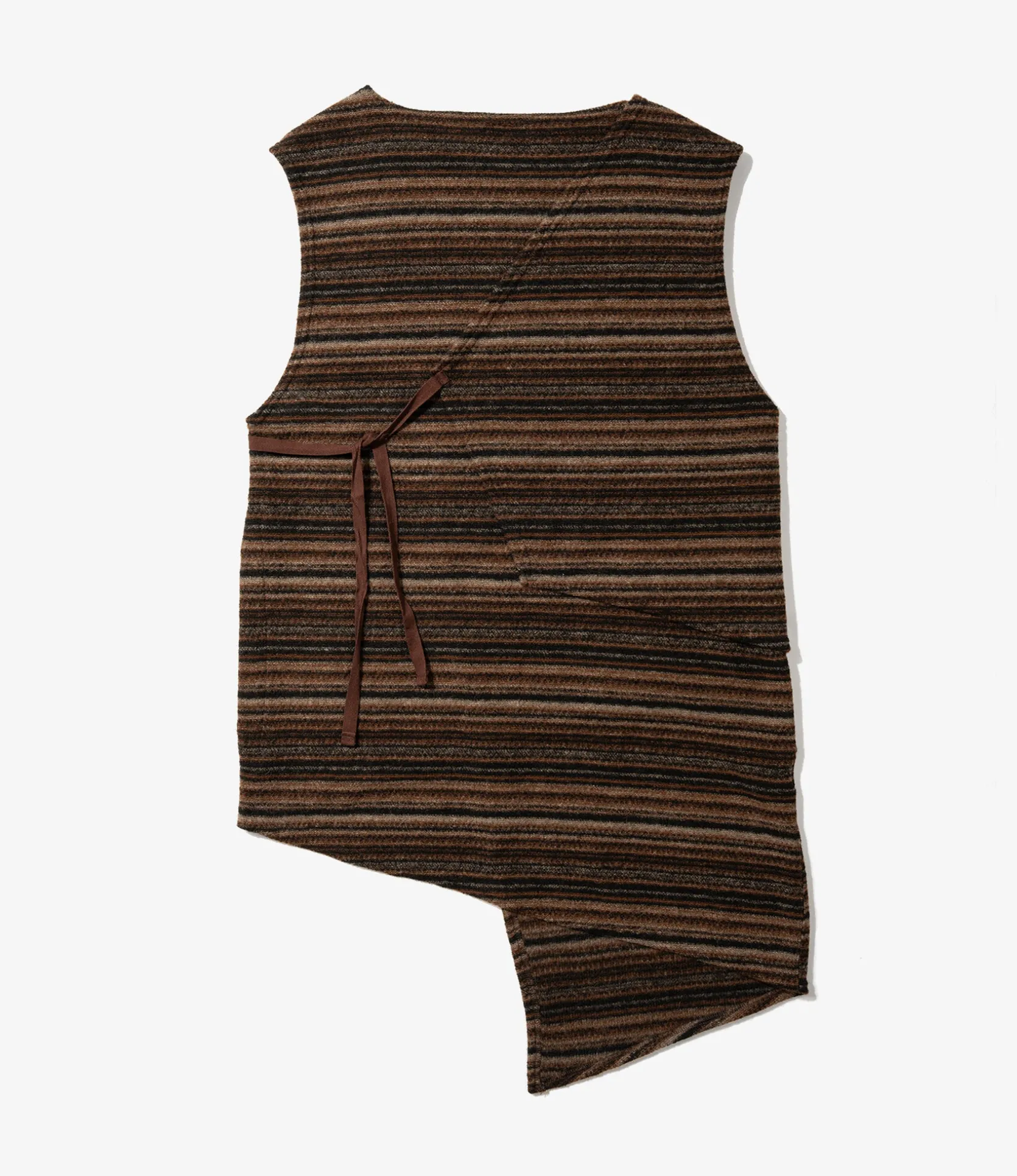 Knit Wrap Vest - Brown Fair Isle Stripe Sweater Knit
