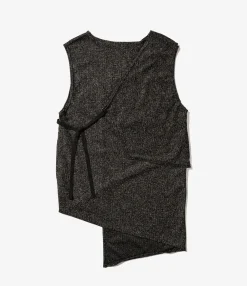 Knit Wrap Vest - Charcoal Wool Poly Melange Knit
