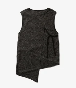 Knit Wrap Vest - Charcoal Wool Poly Melange Knit