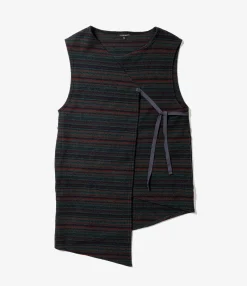 Knit Wrap Vest - Green Fair Isle Stripe Sweater Knit