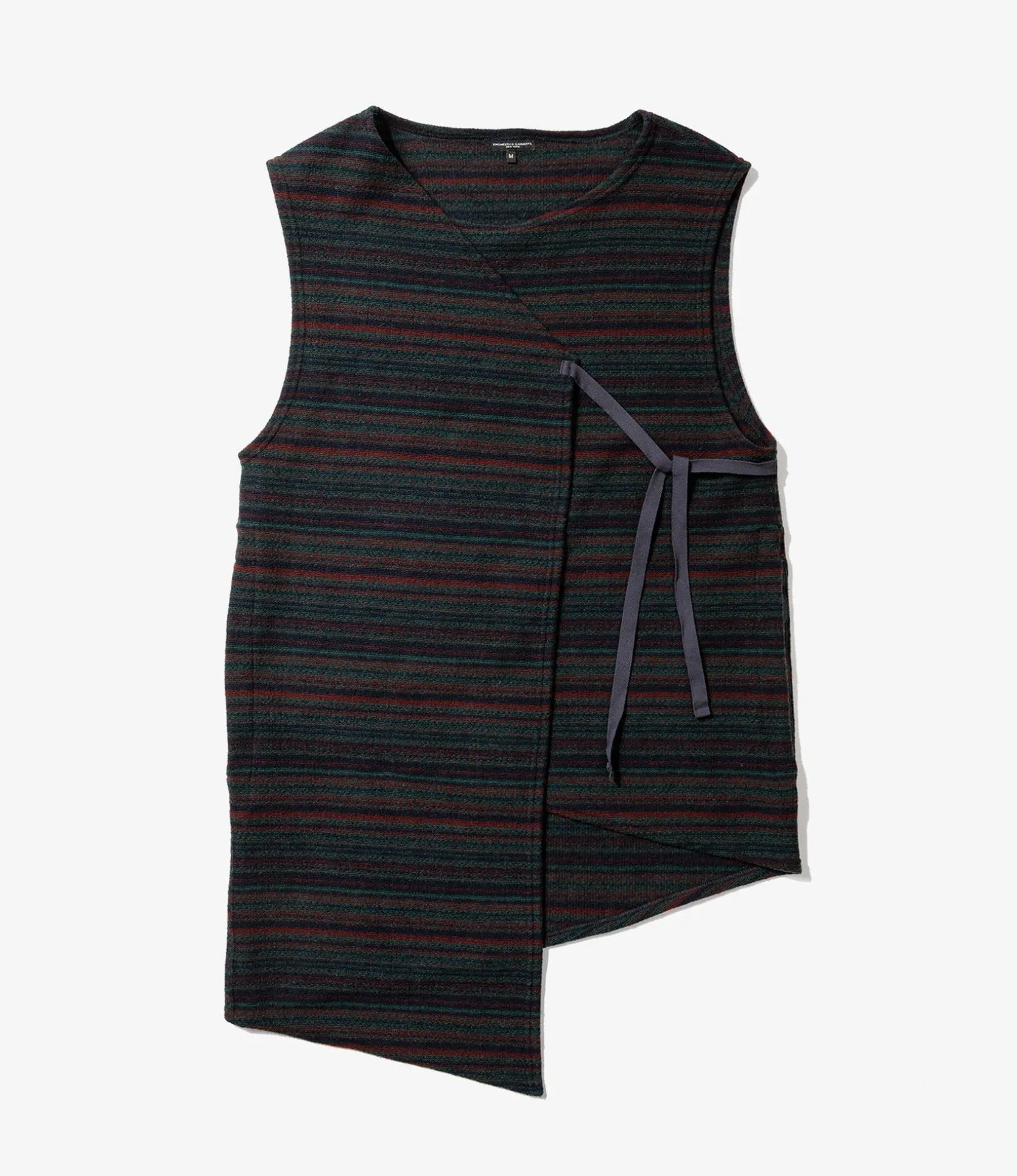 Knit Wrap Vest - Green Fair Isle Stripe Sweater Knit