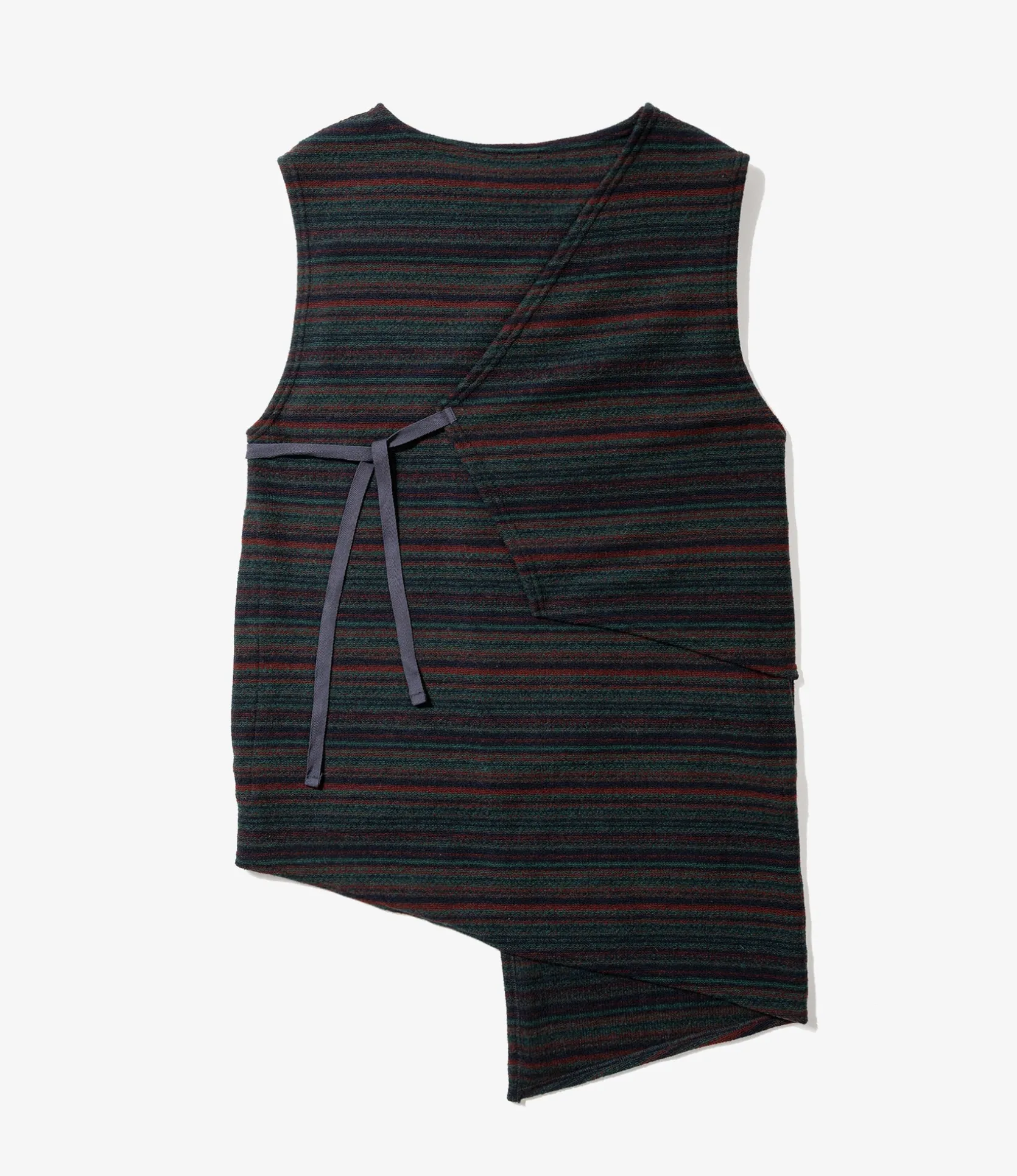 Knit Wrap Vest - Green Fair Isle Stripe Sweater Knit