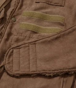Liner Vest - Khaki Polyester Lt. Weight Fake Suede