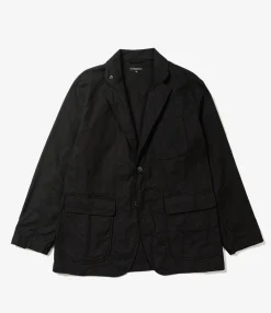 Loiter Jacket - Black Cotton Brushed Herringbone