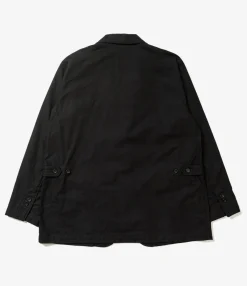 Loiter Jacket - Black Cotton Brushed Herringbone