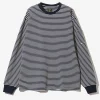 L/S Crew Neck Tee - Navy/White - Cotton Stripe Jq.