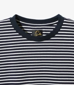 L/S Crew Neck Tee - Navy/White - Cotton Stripe Jq.
