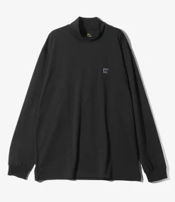 L/S Mock Neck Tee - Black - Poly Jersey
