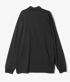 L/S Mock Neck Tee - Black - Poly Jersey
