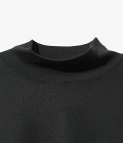 L/S Mock Neck Tee - Black - Poly Jersey