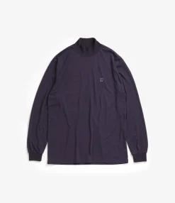 L/S Mock Neck Tee - Eggplant - Poly Jersey