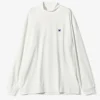 L/S Mock Neck Tee - White - Poly Jersey