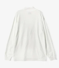 L/S Mock Neck Tee - White - Poly Jersey