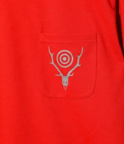 L/S Round Pocket Tee - Red - Circle Horn