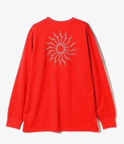 L/S Round Pocket Tee - Red - Circle Horn