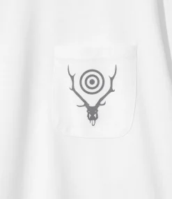 L/S Round Pocket Tee - White - Circle Horn