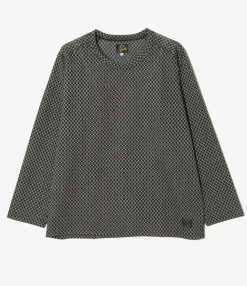 L/S U-Neck Tee - Black/Natural Grid - R/PE Russell
