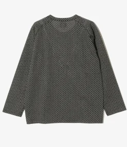 L/S U-Neck Tee - Black/Natural Grid - R/PE Russell