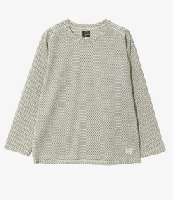 L/S U-Neck Tee - Natural/Black Grid - R/PE Russell