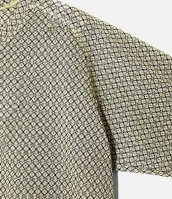 L/S U-Neck Tee - Natural/Black Grid - R/PE Russell